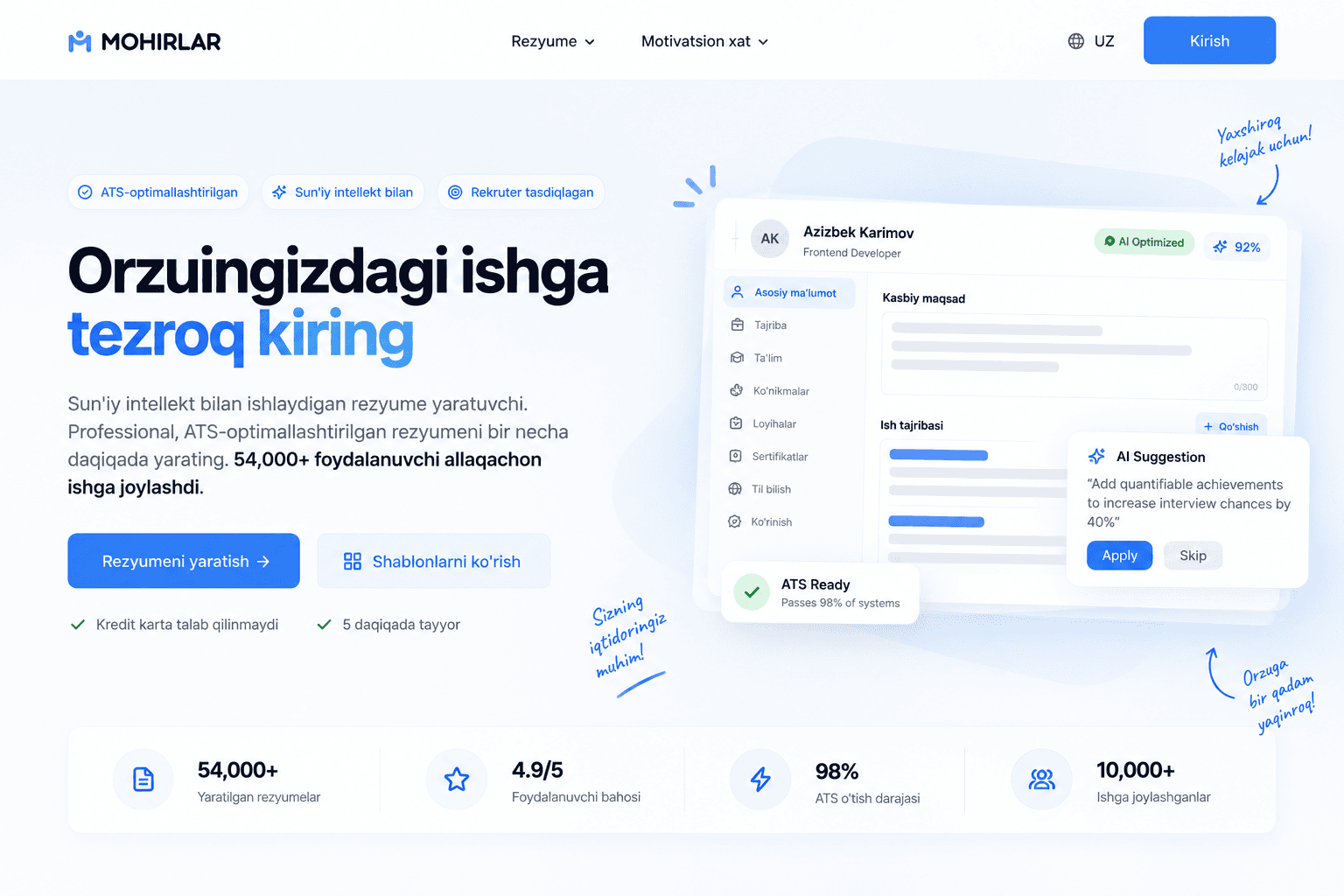 Mohirlar Resume